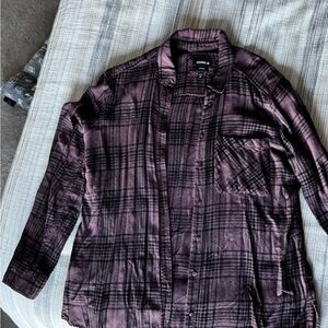 Express Boyfriend fit flannel Shirt in Purple and Black